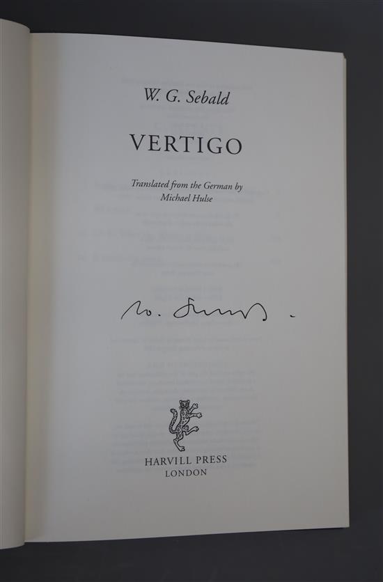 Sebald, Winifred Georg - Vertigo, 1st UK edition, signed on title, in clipped dj, Harvill Press, London 1999